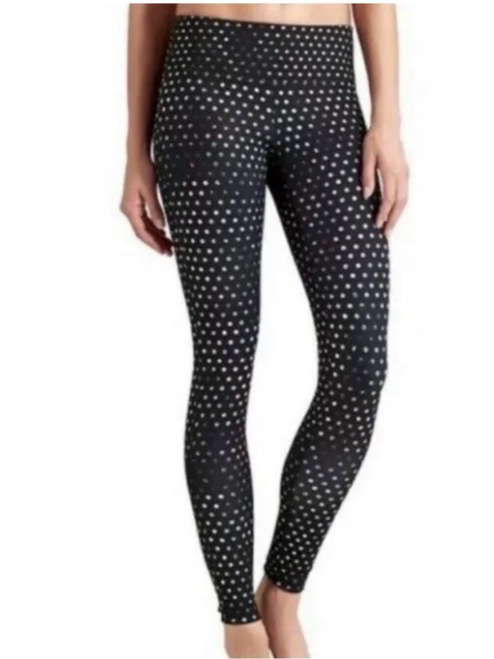 Athleta Crystal Chaturanga Polka Dot Leggings Reversible Tights Black White Med